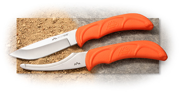 OUTDOOR EDGE JAEGERPAIR - ORANGE HANDLE - 2 KNIFE SET - DROP POINT SKINNER GUTTING BLADE HUNTER