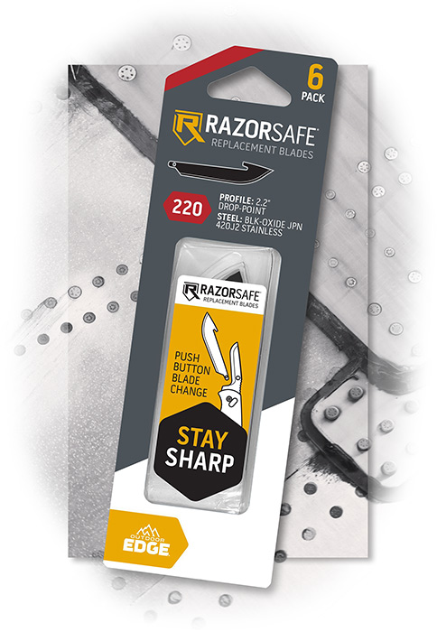 Outdoor Edge RazorSafe Blade Refill Size 220 – Drop Point Black Coated