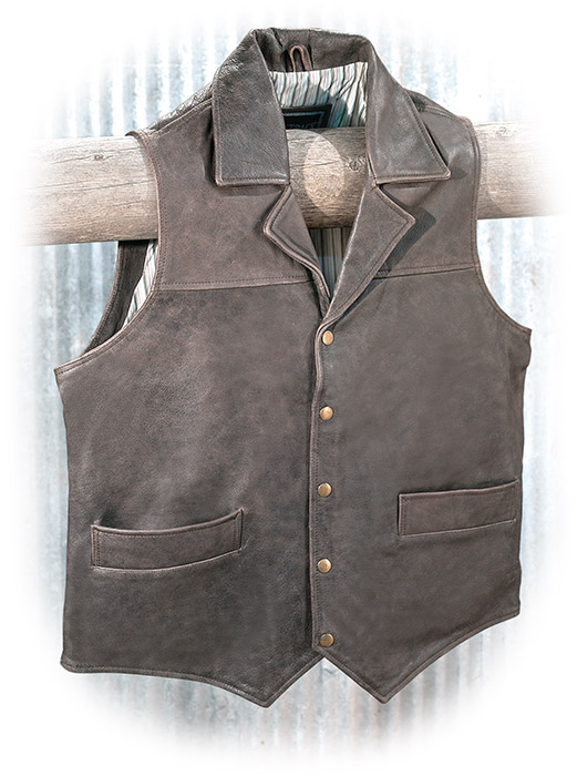 Genuine Leather Lapel Vest