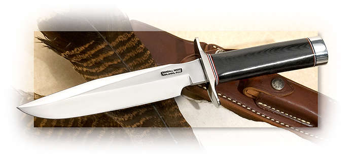 Randall Model 1 Fighter with O-1 Blade & Black Micarta Handle and brown leather sheath