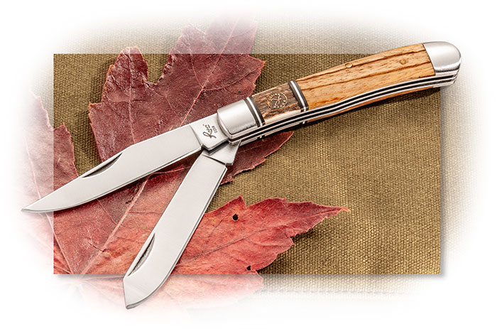 ROPER 1065 CARBON STEEL LAREDO TRAPPER W/ STAG & ZEBRA WOOD HANDLES