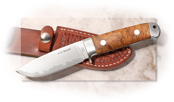 A.G. RUSSELL - SAN MAI HUNTER WITH DESERT IRONWOOD SCALES - VG-10 BLADE - QTY CODE