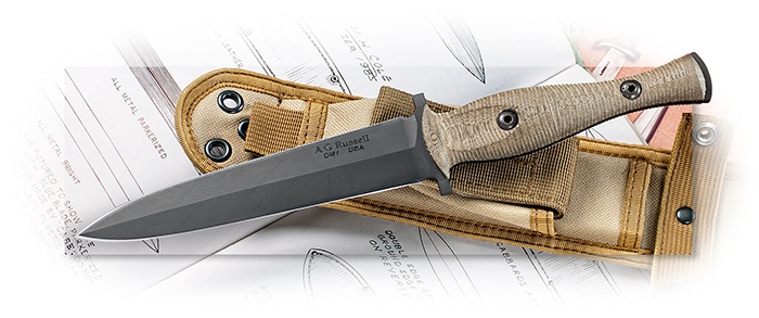 AG RUSSELL - SANDBOX DAGGER - GREEN MICARTA HANDLE SCALES - BLACK DLC COATED BLADE