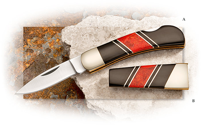 Santa Fe Stoneworks Red Coral & Black Jet Knife