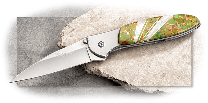 SANTA FE STONEWORKS - KERSHAW LEEK - GREEN TURQUOISE / BRONZE / MOTHER OF PEARL