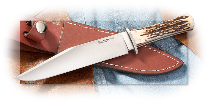 A.G. Russell Shopmade Gold Field Bowie Stag Scales