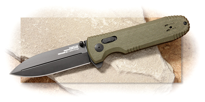 SOG - PENTAGON XR - OD GREEN - BLACK COATED SPEAR POINT BLADE OD GREEN G-10 HANDLE - XR LOCK