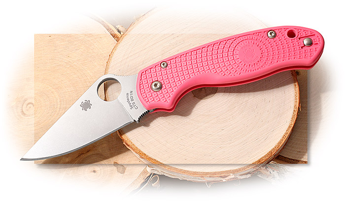 SPYDERCO - PARA 3 - PINK FRN - CTS BD1N STAINLESS STEEL - CO MPRESSION LOCK - SATIN BLADE