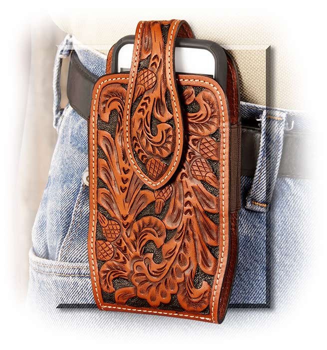 Tooled Leather Phone Holster