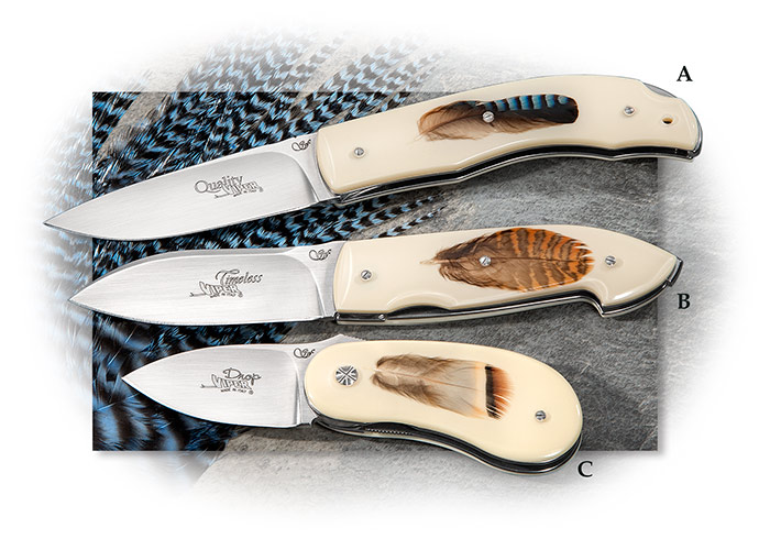 Multi-purpose Kitchen Knife Hunting Knife Feather Pattern Knife