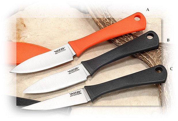 WAR EAGLE BLADES- DROP POINT SKINNER - ORANGE FIBERGLAS REINFORCED NYLON HANDLE