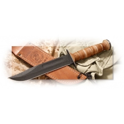 Case®  Grooved Leather USMC® Knife w/ Leather Sheath –